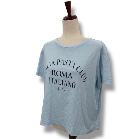 NEW Grayson Threads Light Blue T-Shirt Size Large Roma Italiano Pasta Club Tee - Picture 2 of 9